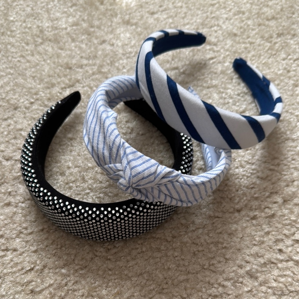 Stylish Kids Headband Set - Black, Blue, and White